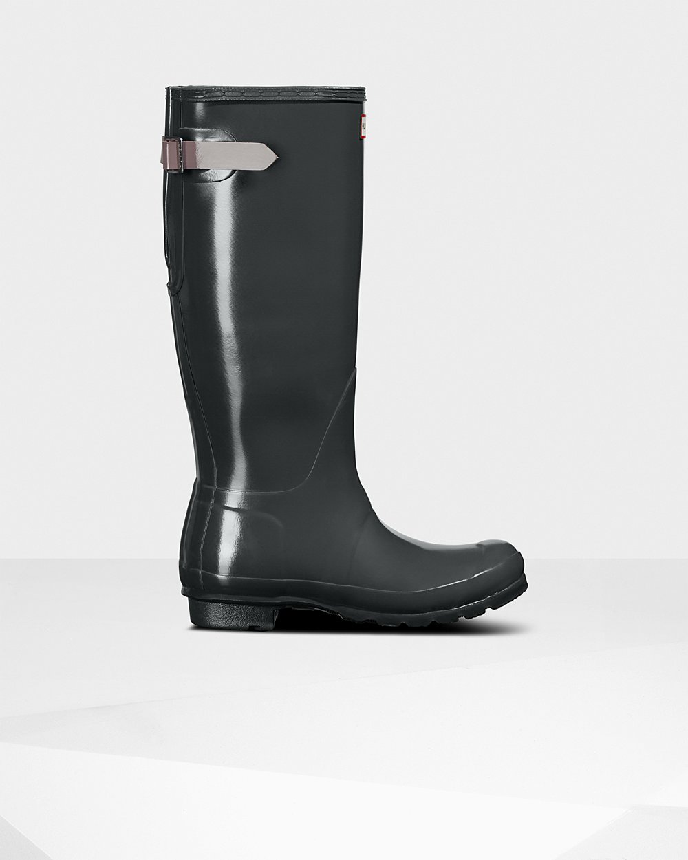 Hoge Regenlaarzen Dames - Hunter Original Back Adjustable Gloss - Diep Groen/Paars - 32BGKDTAJ